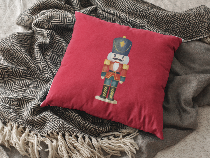 Nutcracker Faux Suede Square Pillow, Holiday Decor, Christmas Gifts, Home Accent, Decorative Pillow, Winter Vibes