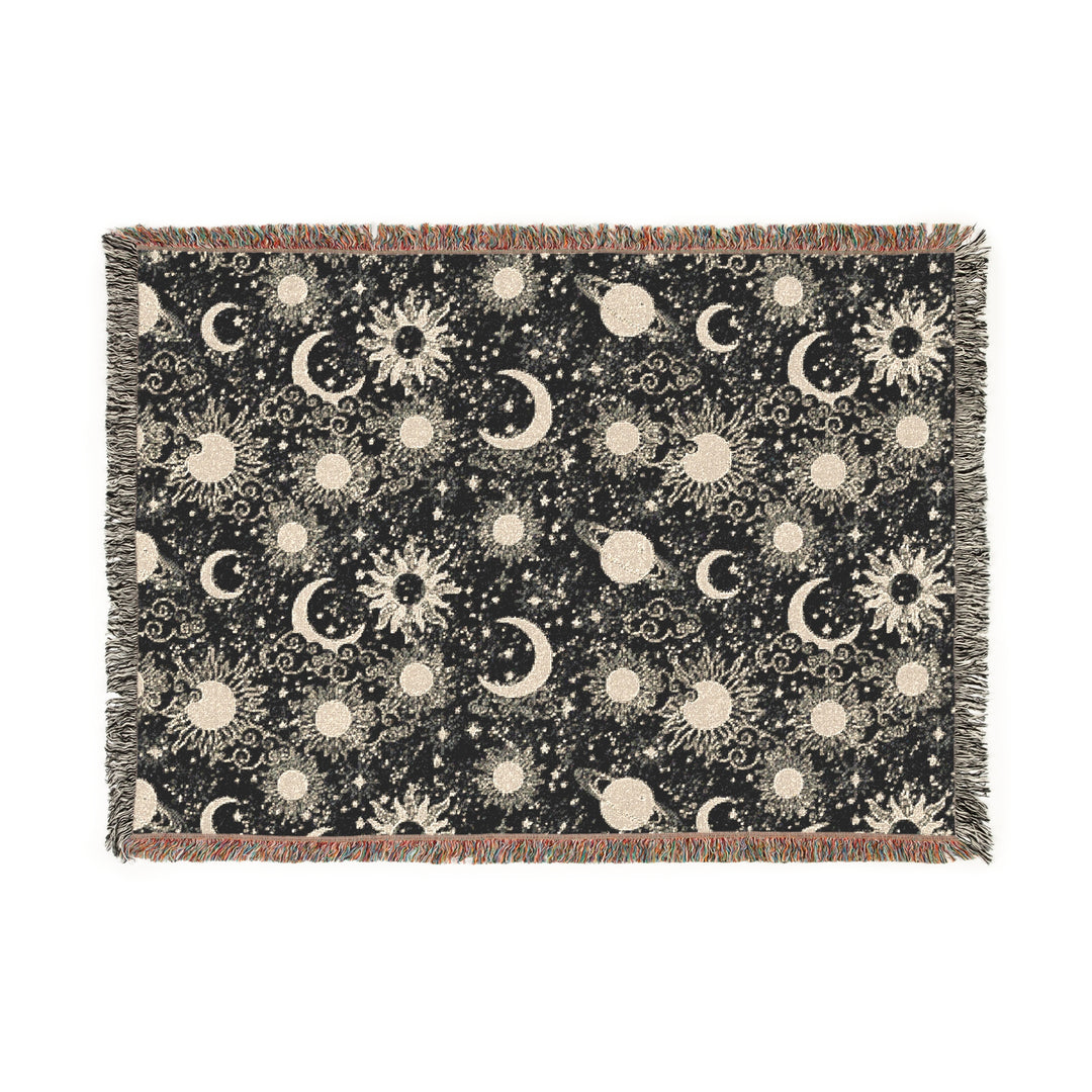 Celestial Woven Blanket - Cozy, Bohemian Throw for Stargazers, Home Decor, Gift for Lovers of Nature, Astrology, and Comfort