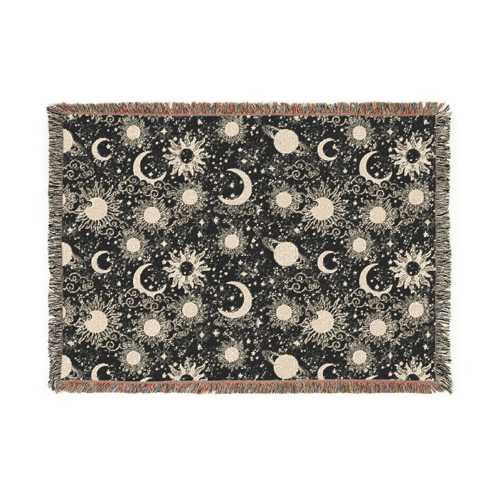 Celestial Woven Blanket - Cozy, Bohemian Throw for Stargazers, Home Decor, Gift for Lovers of Nature, Astrology, and Comfort