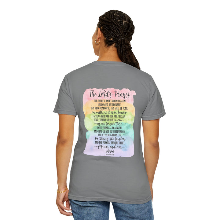Christian Prayer TShirt The Lord's Prayer Watercolor Rainbow Design Our Father