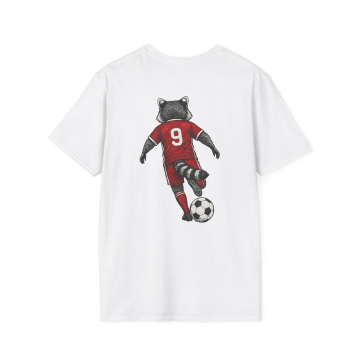 Raccoon Soccer Player T‑Shirt Cute Animal Jersey with Number 9 Unisex