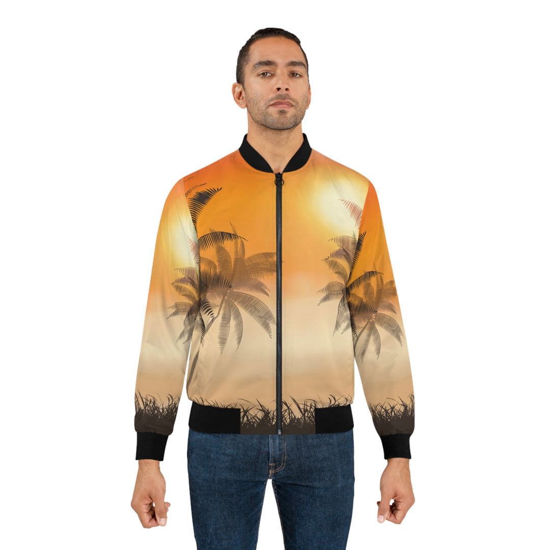 Palm Tree Surfer Men's Bomber Jacket — Tropical Surf Bomber