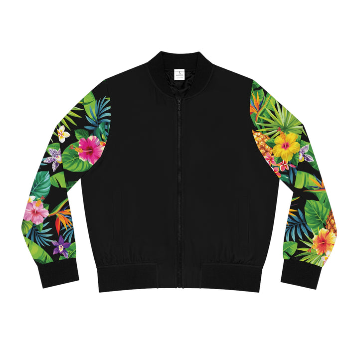 Tropical Print Bomber Jacket Women's Tropical Floral Bomber