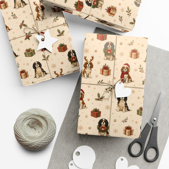Cavalier King Charles Christmas Wrapping Paper | Luxury Dog Lover Gift Wrap | Holiday Cavalier Christmas Decor | Merry Paws Collection™