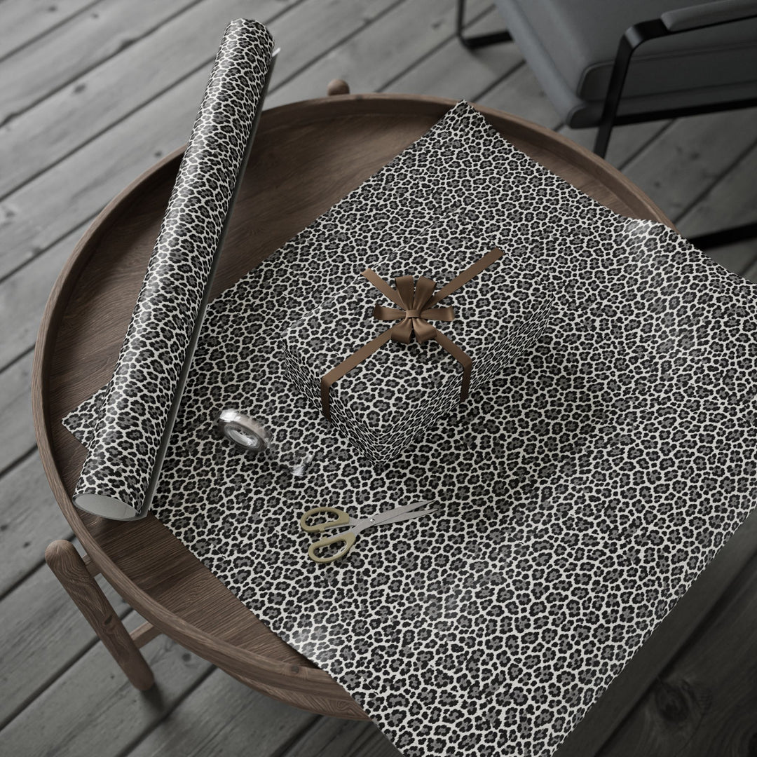 Leopard Print Wrapping Paper Roll Black, White Luxury Gift Wrap for Birthdays, Christmas, Holidays, and Stylish Celebrations