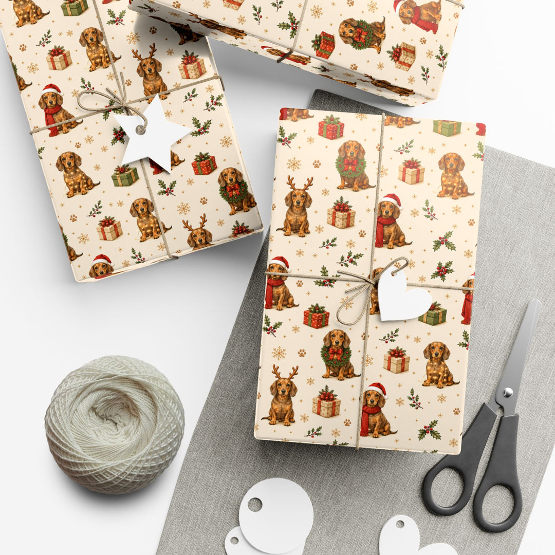 Dachshund Christmas Gift Wrap | Wiener Dog Wrapping Paper | Doxie Holiday Gift Wrap | Dachshund Mom Christmas Gift