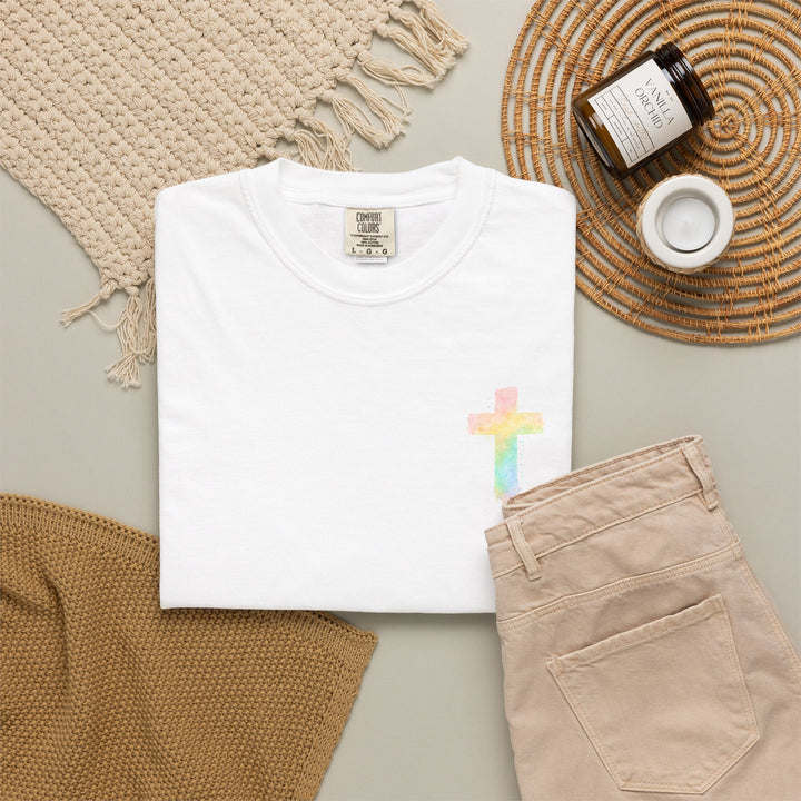 Christian Prayer TShirt The Lord's Prayer Watercolor Rainbow Design Our Father