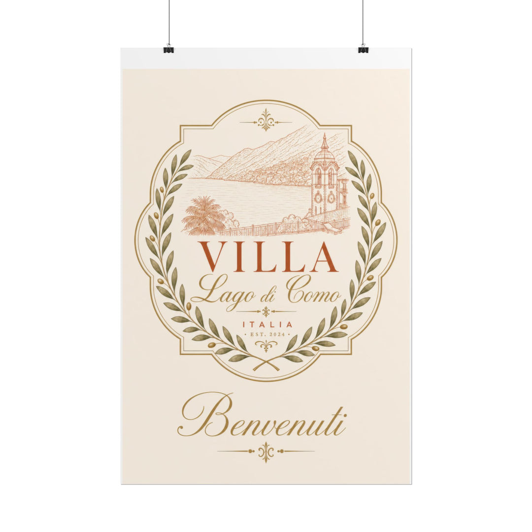 Villa Lago di Como Benvenuti Rolled Poster Vintage Italian Travel Art Print