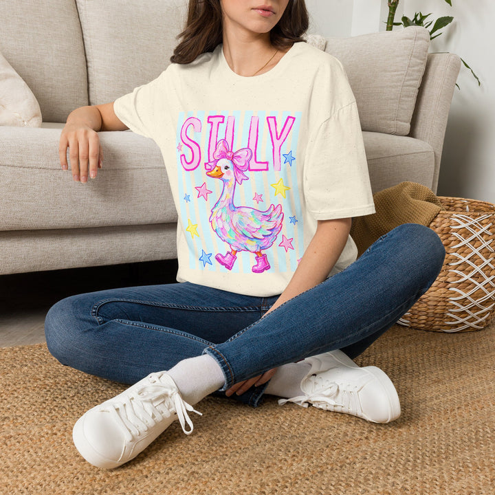 Silly Duck Graphic T-Shirt Pastel Cute Bird Tee with Bow Back To School