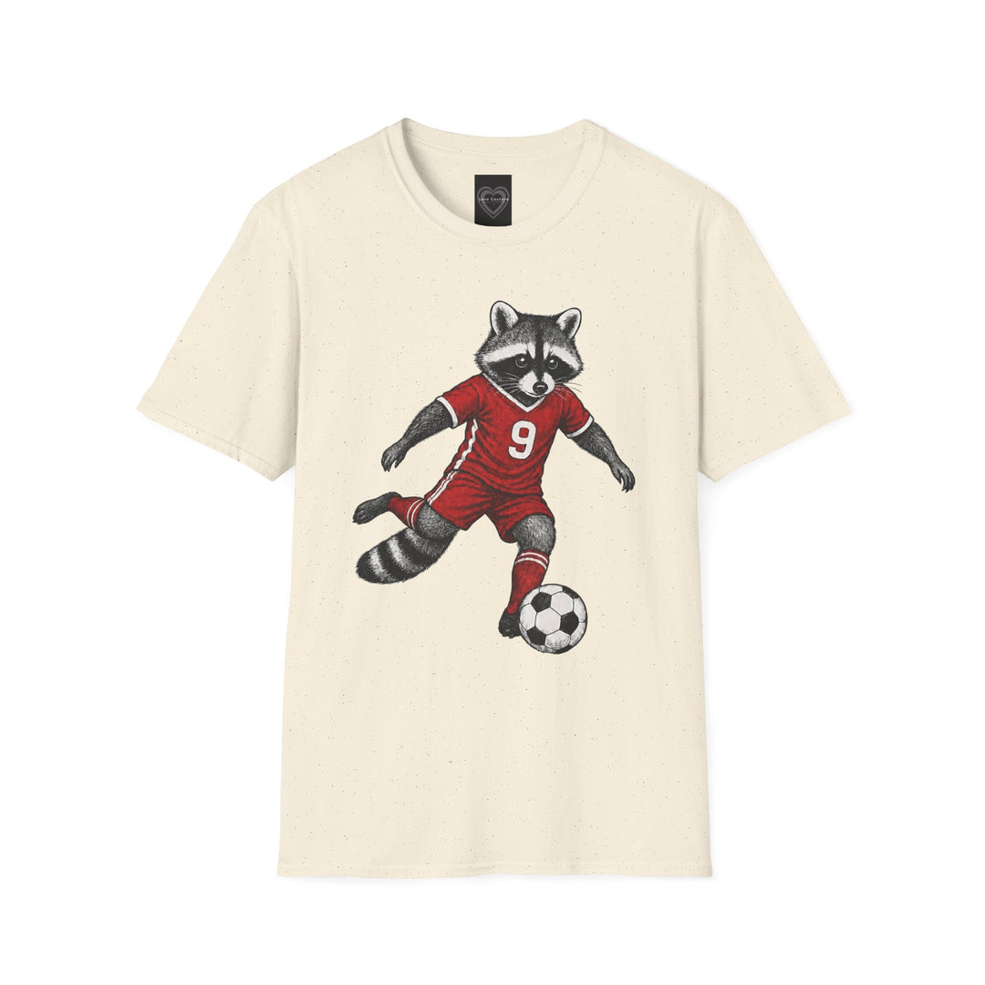 Raccoon Soccer Player T‑Shirt Cute Animal Jersey with Number 9 Unisex