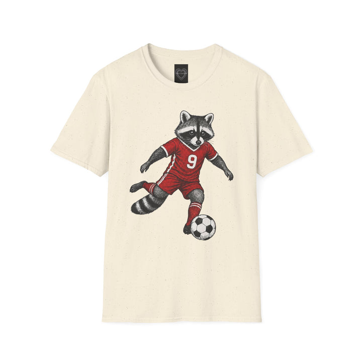 Raccoon Soccer Player T‑Shirt Cute Animal Jersey with Number 9 Unisex