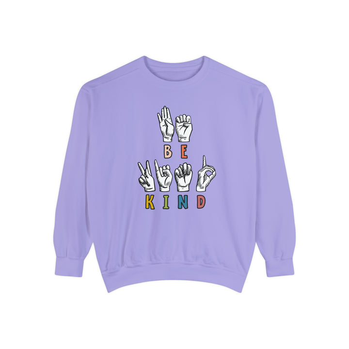 Be Kind ASL Sign Language Unisex Garment-Dyed Sweatshirt