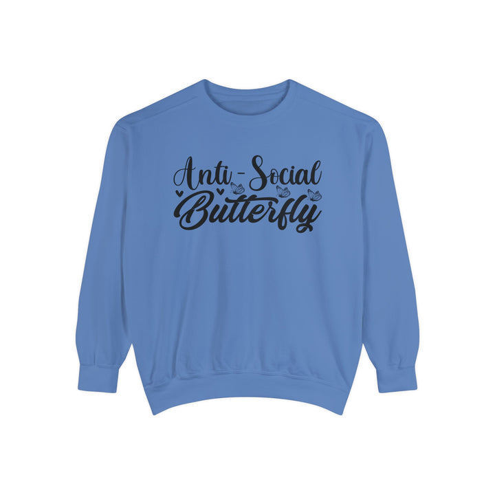 Anti-Social Butterfly Oversized Unisex Garment-Dyed Sweatshirt