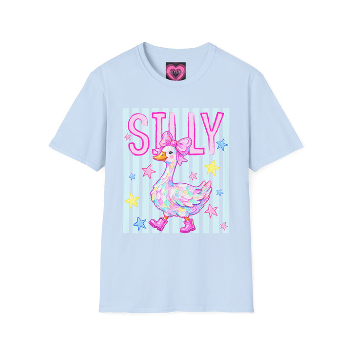 Silly Duck Graphic T-Shirt Pastel Cute Bird Tee with Bow Back To School