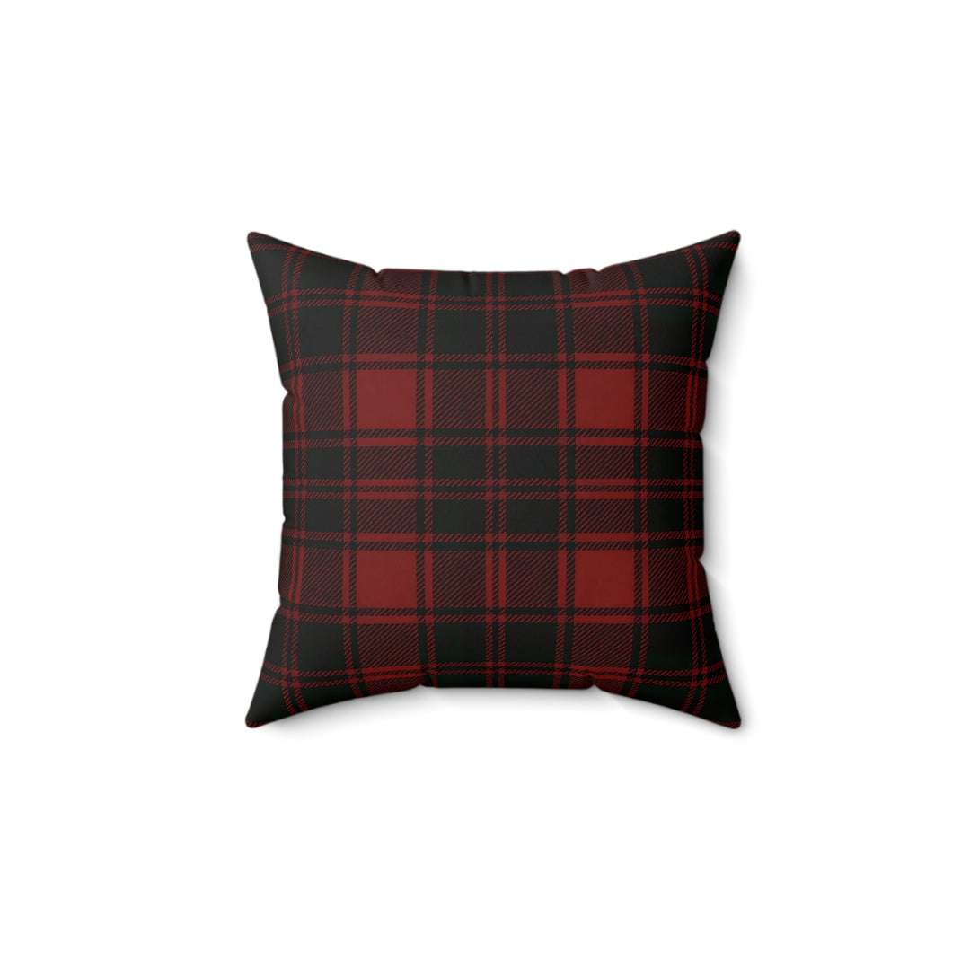 Black Red Tartan Plaid Pillow, Cozy Cabin Faux Suede Throw Pillow