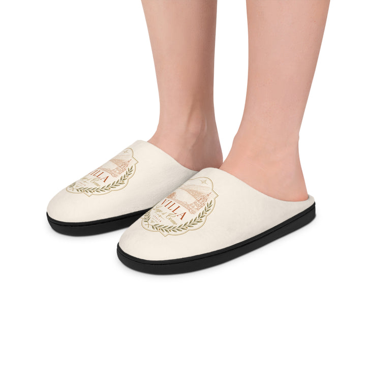 Villa Lago di Como Emblem Women's Indoor Slippers Cozy Cream Logo Mules