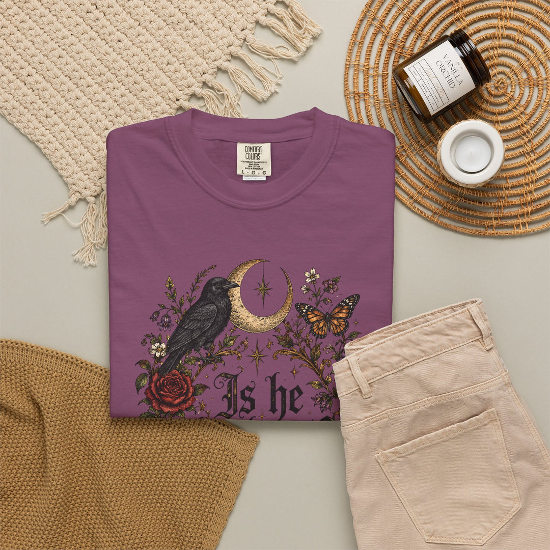 Is He Dead Yet Shirt Gothic Raven T-Shirt Anti Trump Protest Tee Floral Moon Celestial Moth Vintage Design
