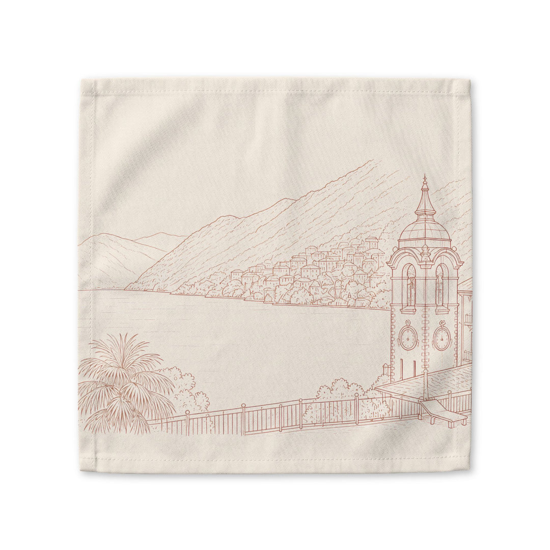 Villa Lago di Como Cotton Napkin Lakeside Villa Sketch (Set of 4)