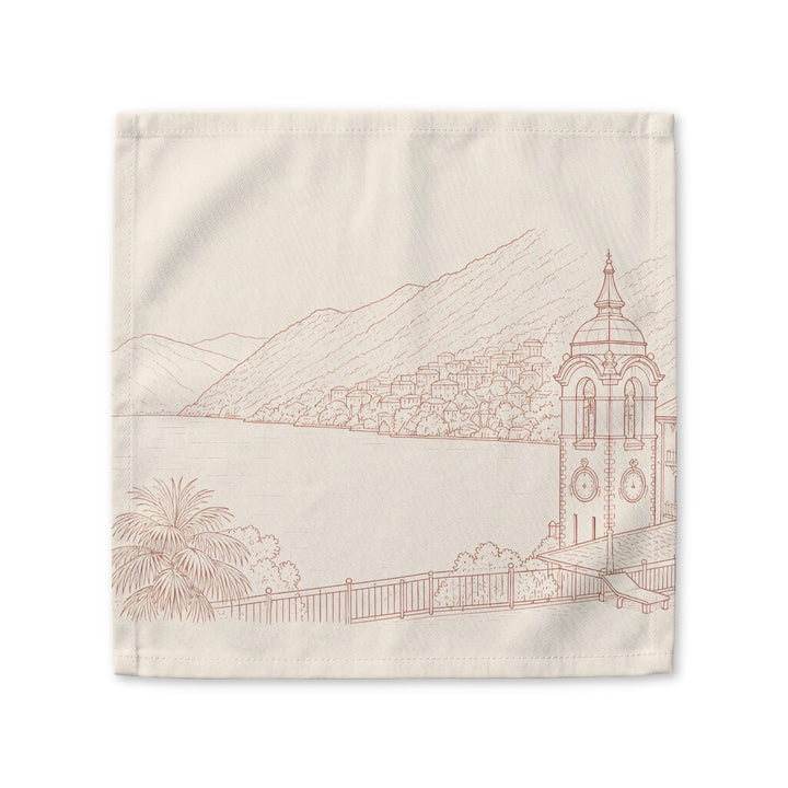 Villa Lago di Como Cotton Napkin Lakeside Villa Sketch (Set of 4)