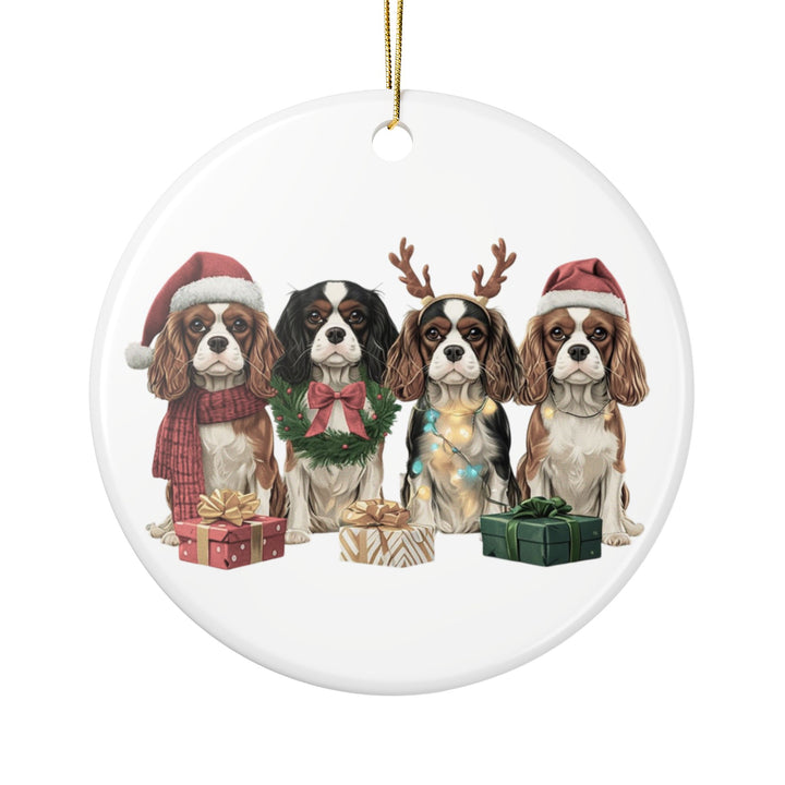 Cavalier King Charles Christmas Ornament | Dog Mom Ornament | Cavalier Christmas Decor | Merry Paws Collection™Holiday Dog Ceramic Ornament (Two-Sided)