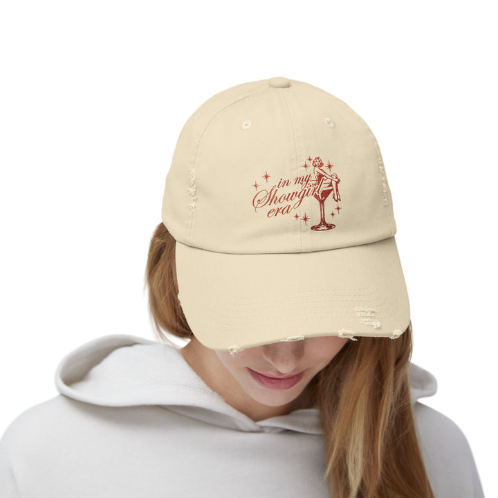Showgirl Era Hat - Orange Faux Glitter Print, Vintage Concert Style, Distressed Hat