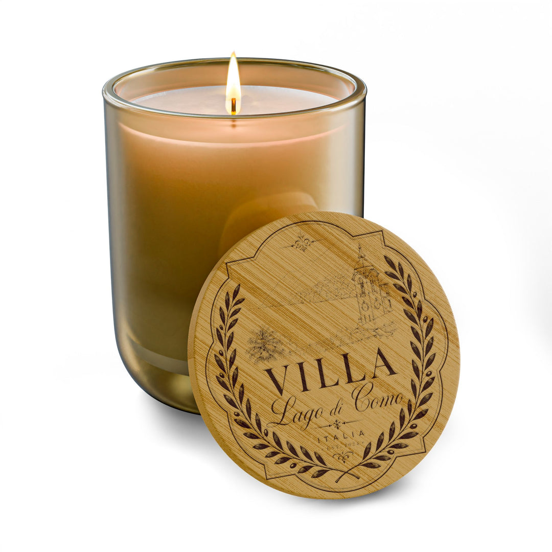 Engraved 14oz Scented Soy Candle Luxe Villa Lago Di Como Bamboo Lid