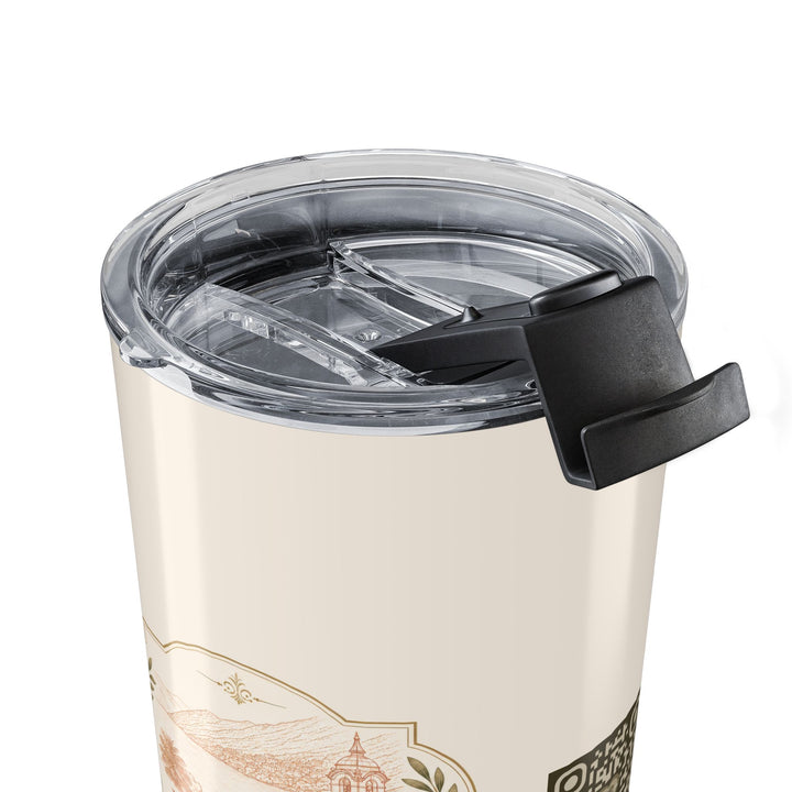 Villa Lago di Como 20oz Tumbler Cream Travel Cup with Rose Wreath Design