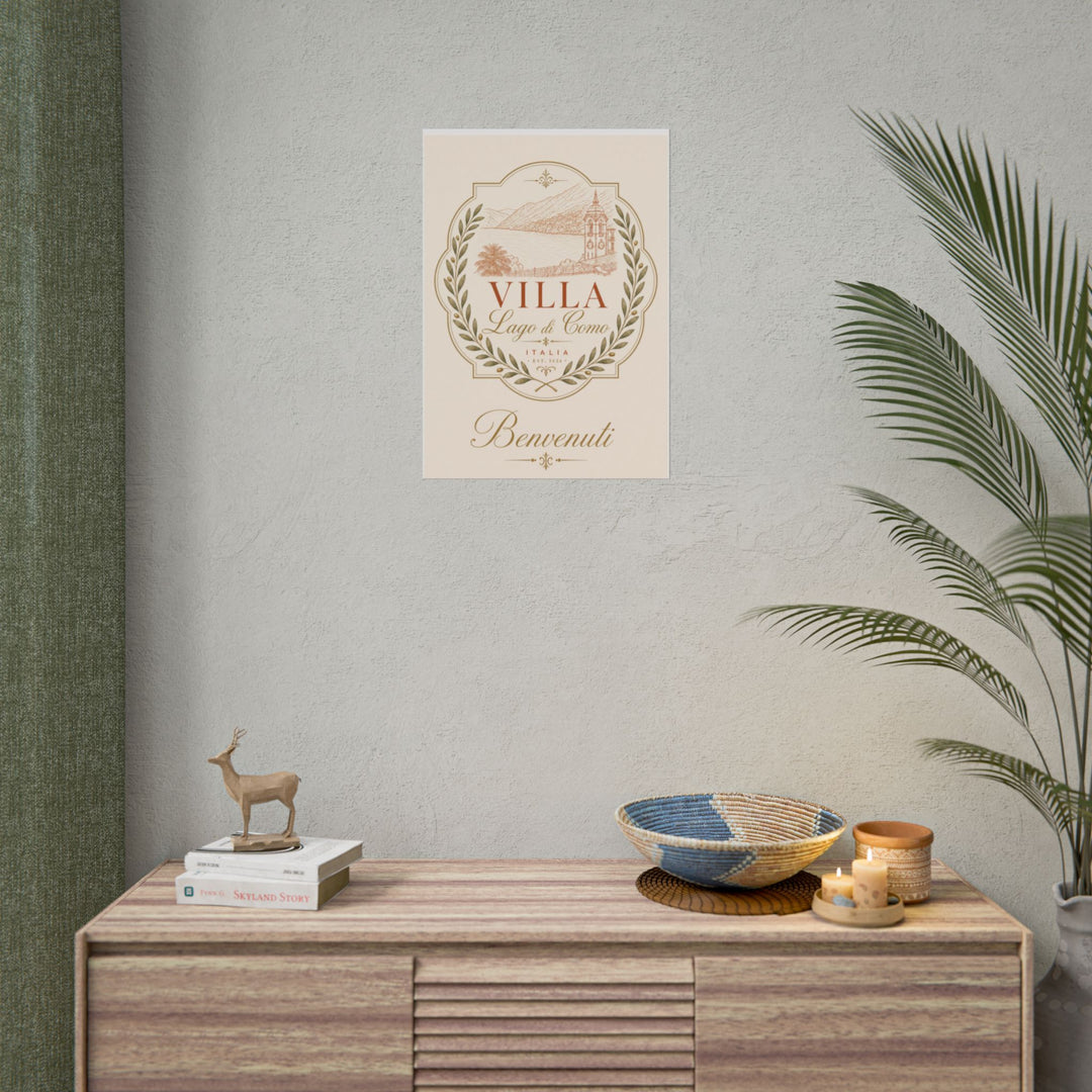 Villa Lago di Como Benvenuti Rolled Poster Vintage Italian Travel Art Print