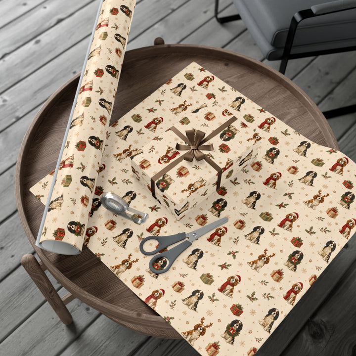 Cavalier King Charles Christmas Wrapping Paper | Luxury Dog Lover Gift Wrap | Holiday Cavalier Christmas Decor | Merry Paws Collection™