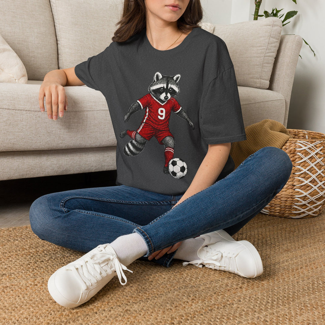 Raccoon Soccer Player T‑Shirt Cute Animal Jersey with Number 9 Unisex
