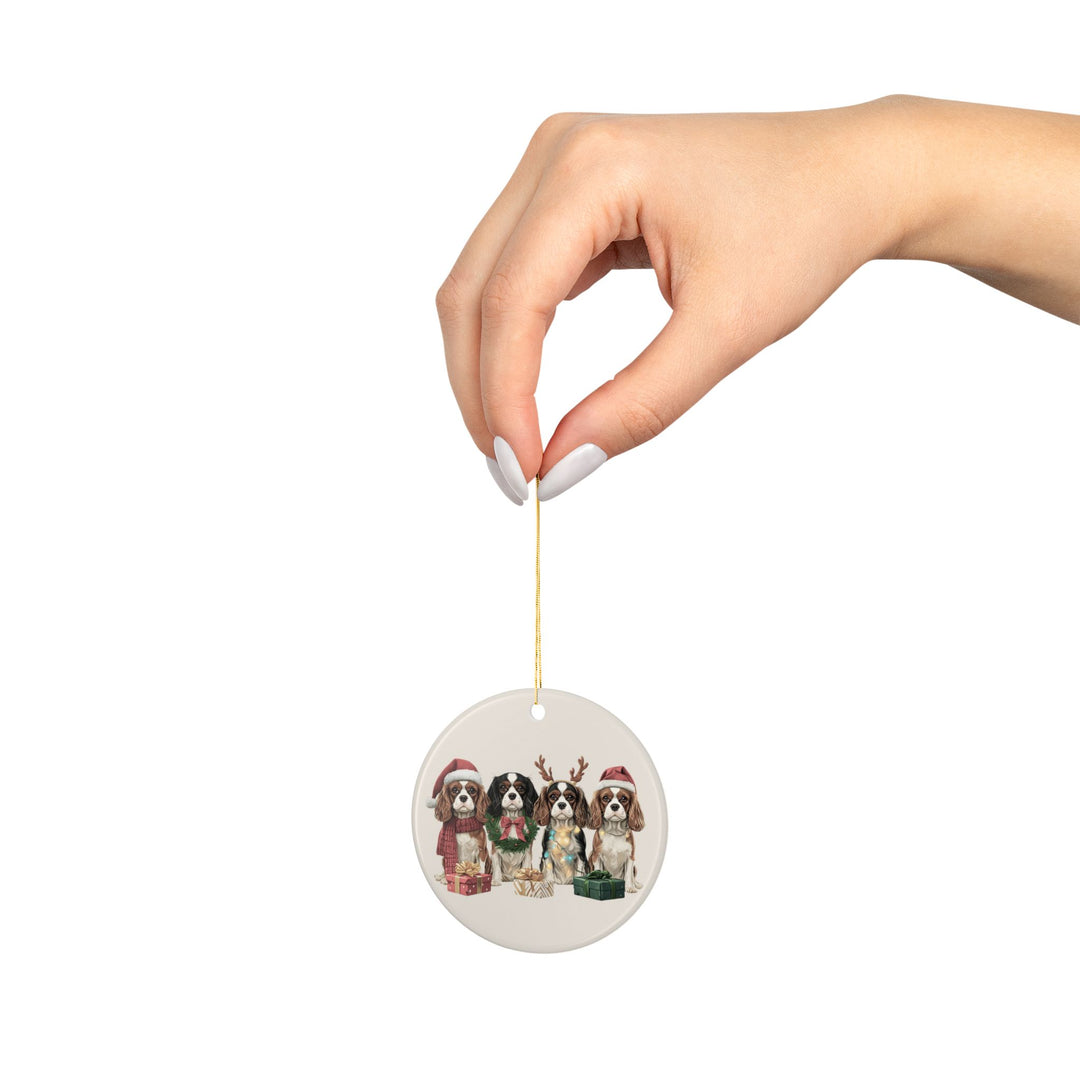 Cavalier King Charles Christmas Ornament | Dog Mom Ornament | Cavalier Christmas Decor | Merry Paws Collection™Holiday Dog Ceramic Ornament (Two-Sided)