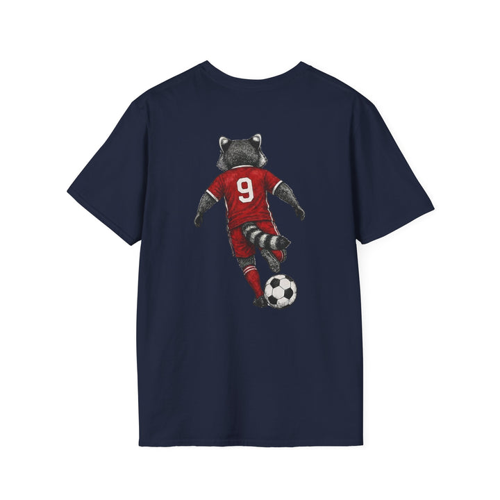 Raccoon Soccer Player T‑Shirt Cute Animal Jersey with Number 9 Unisex
