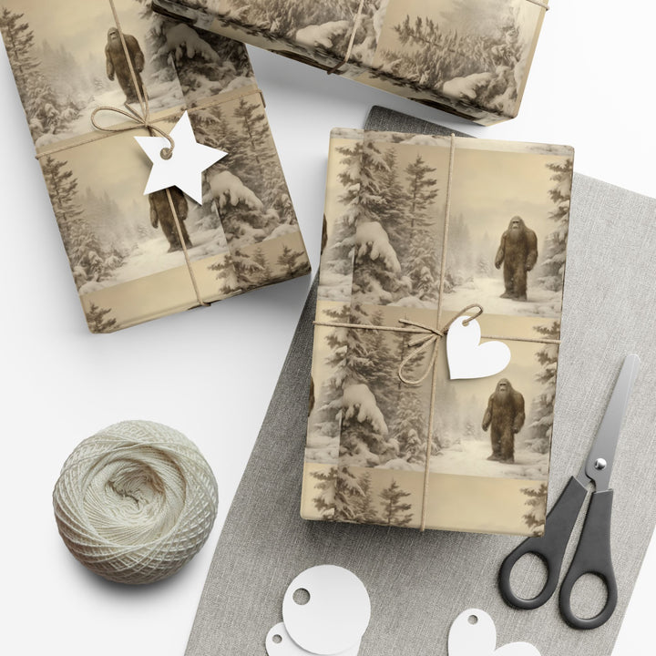 Bigfoot Wrapping  Paper Vintage Woodland Gift Wrap Paper