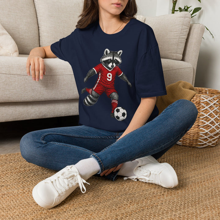 Raccoon Soccer Player T‑Shirt Cute Animal Jersey with Number 9 Unisex