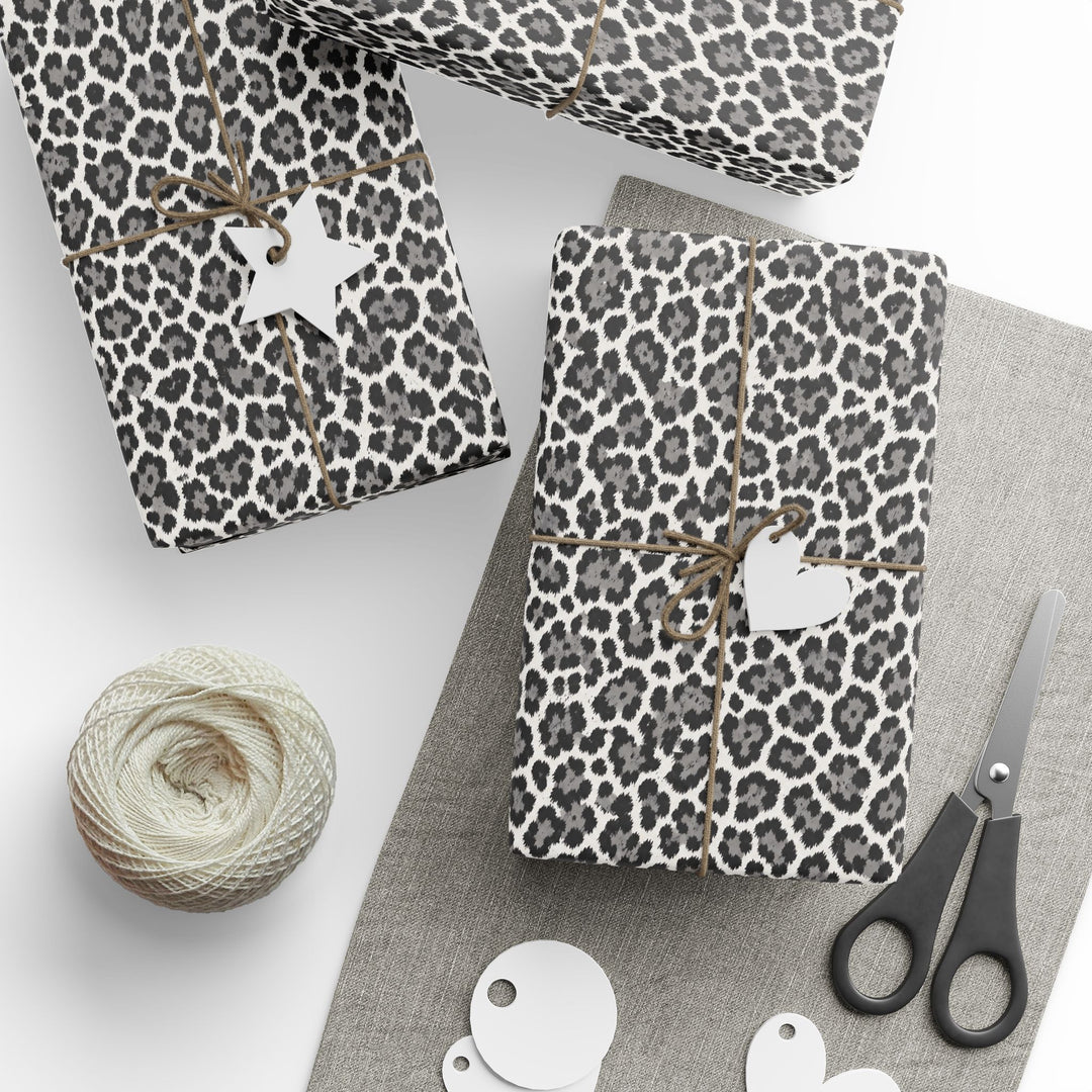 Leopard Print Wrapping Paper Roll Black, White Luxury Gift Wrap for Birthdays, Christmas, Holidays, and Stylish Celebrations