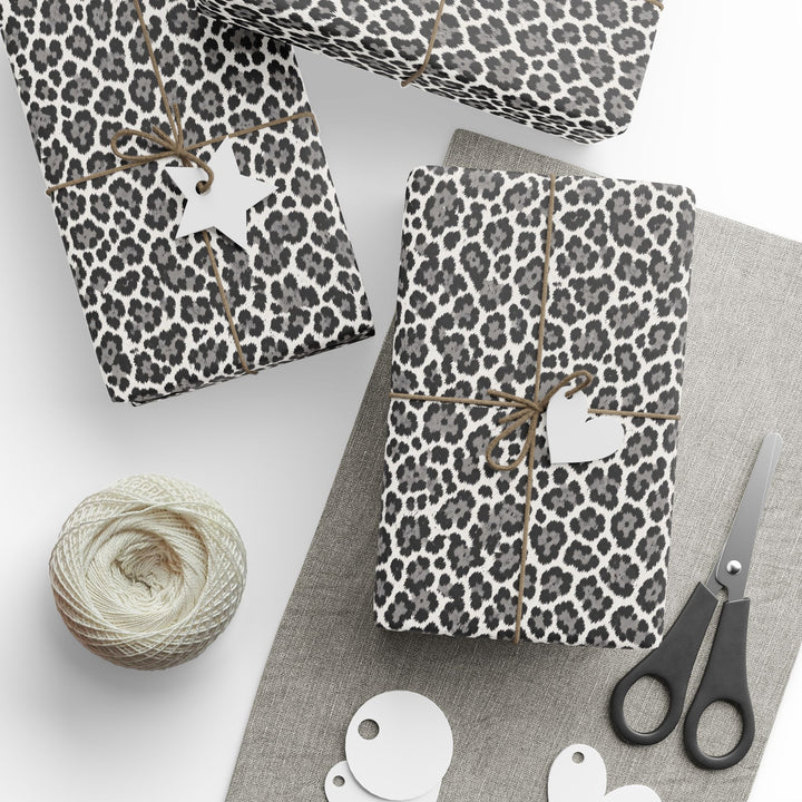 Leopard Print Wrapping Paper Roll Black, White Luxury Gift Wrap for Birthdays, Christmas, Holidays, and Stylish Celebrations