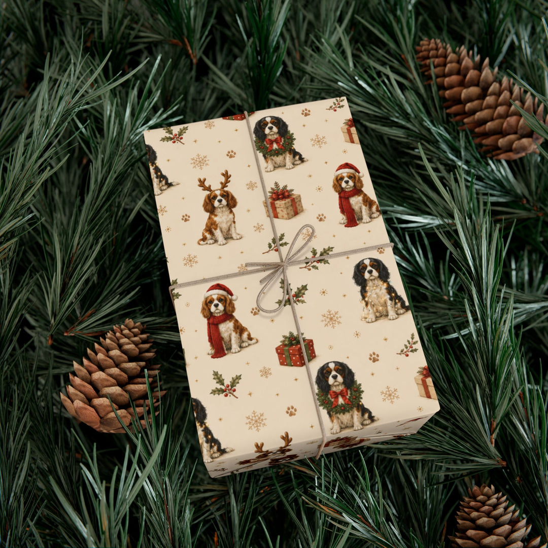 Cavalier King Charles Christmas Wrapping Paper | Luxury Dog Lover Gift Wrap | Holiday Cavalier Christmas Decor | Merry Paws Collection™