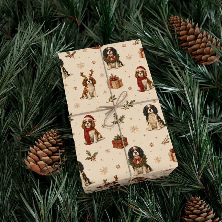 Cavalier King Charles Christmas Wrapping Paper | Luxury Dog Lover Gift Wrap | Holiday Cavalier Christmas Decor | Merry Paws Collection™