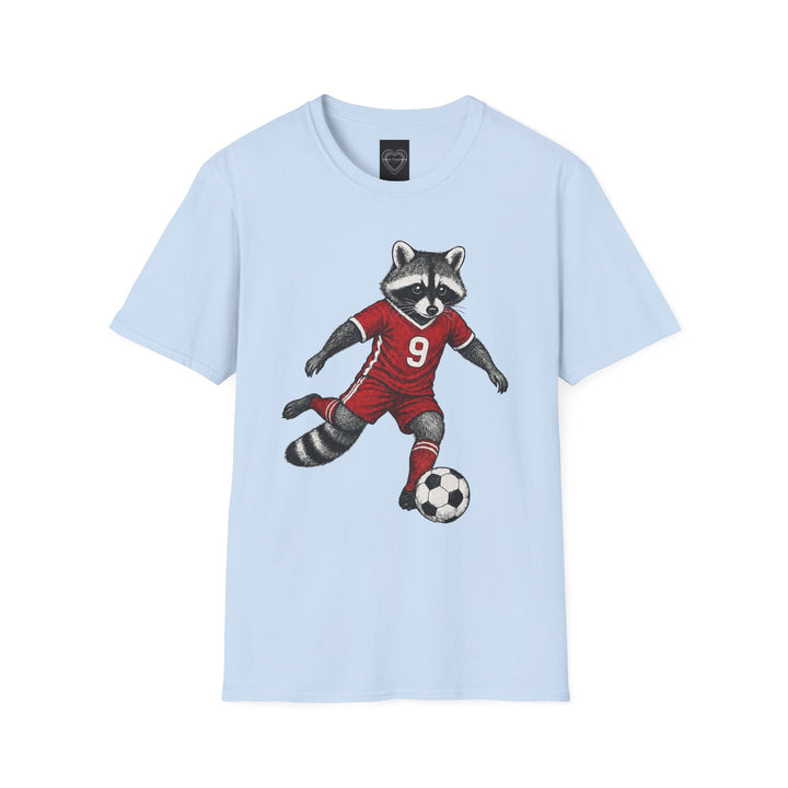 Raccoon Soccer Player T‑Shirt Cute Animal Jersey with Number 9 Unisex