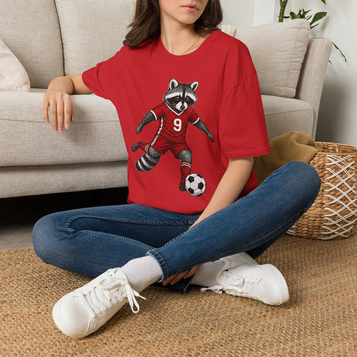 Raccoon Soccer Player T‑Shirt Cute Animal Jersey with Number 9 Unisex