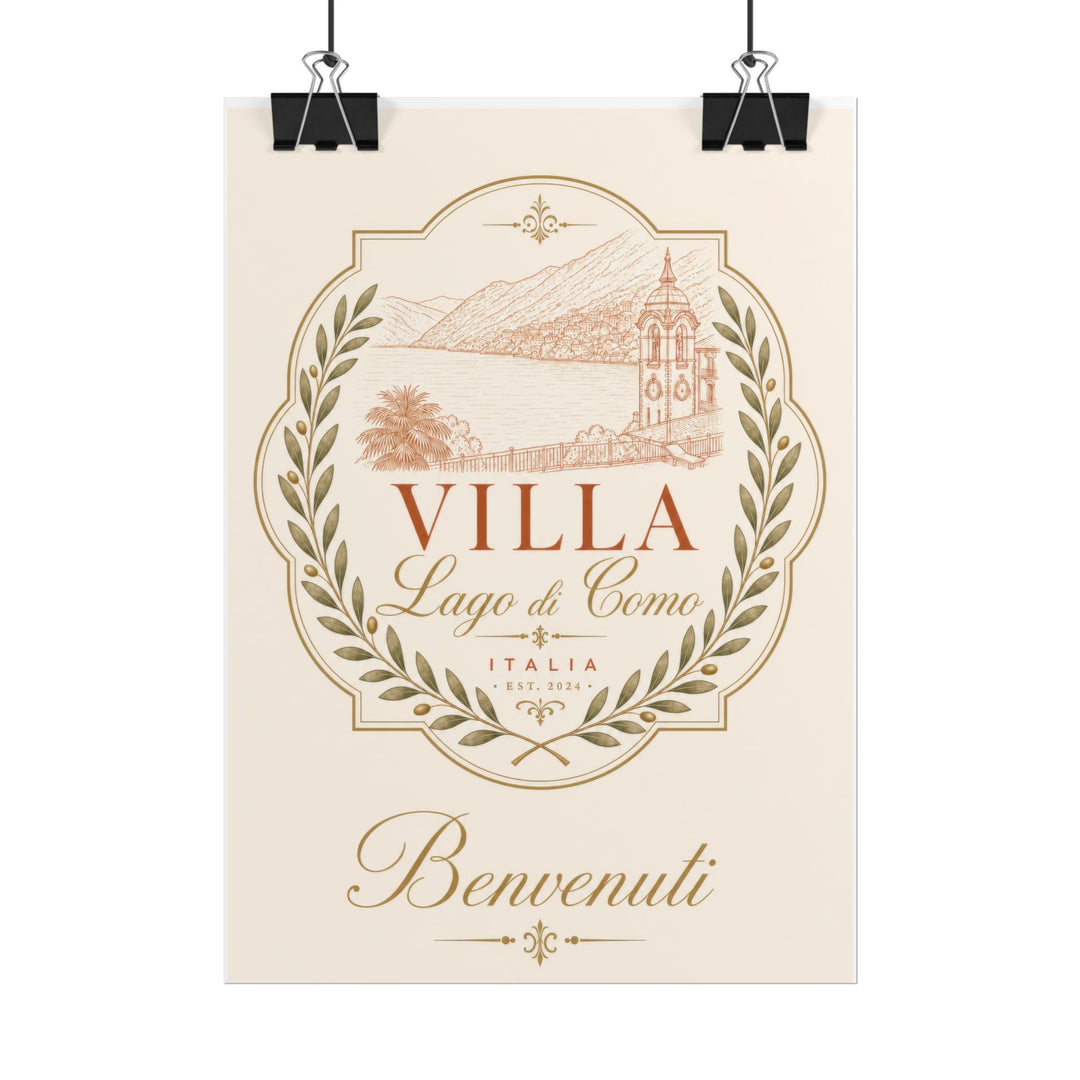 Villa Lago di Como Benvenuti Rolled Poster Vintage Italian Travel Art Print