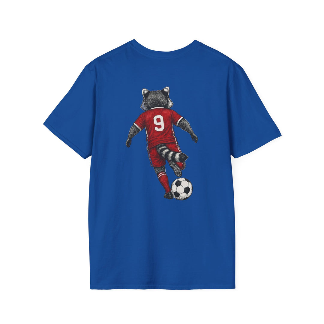 Raccoon Soccer Player T‑Shirt Cute Animal Jersey with Number 9 Unisex