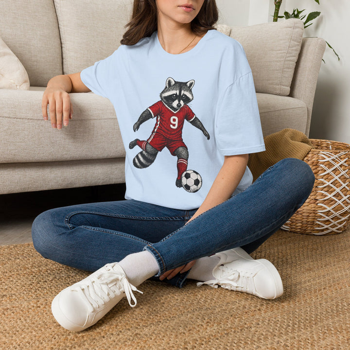 Raccoon Soccer Player T‑Shirt Cute Animal Jersey with Number 9 Unisex
