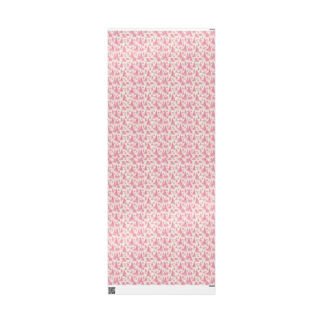 Pink Toile Wrapping Paper Roll — Vintage Cottage Pattern Gift Wrap for Birthdays, Bridal, Mother’s Day