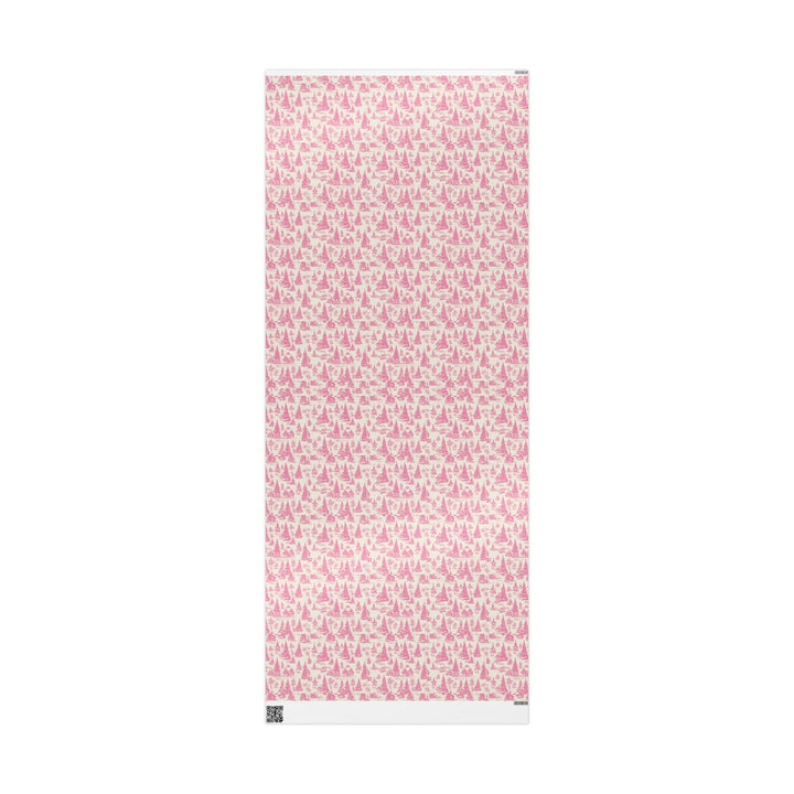 Pink Toile Wrapping Paper Roll — Vintage Cottage Pattern Gift Wrap for Birthdays, Bridal, Mother’s Day