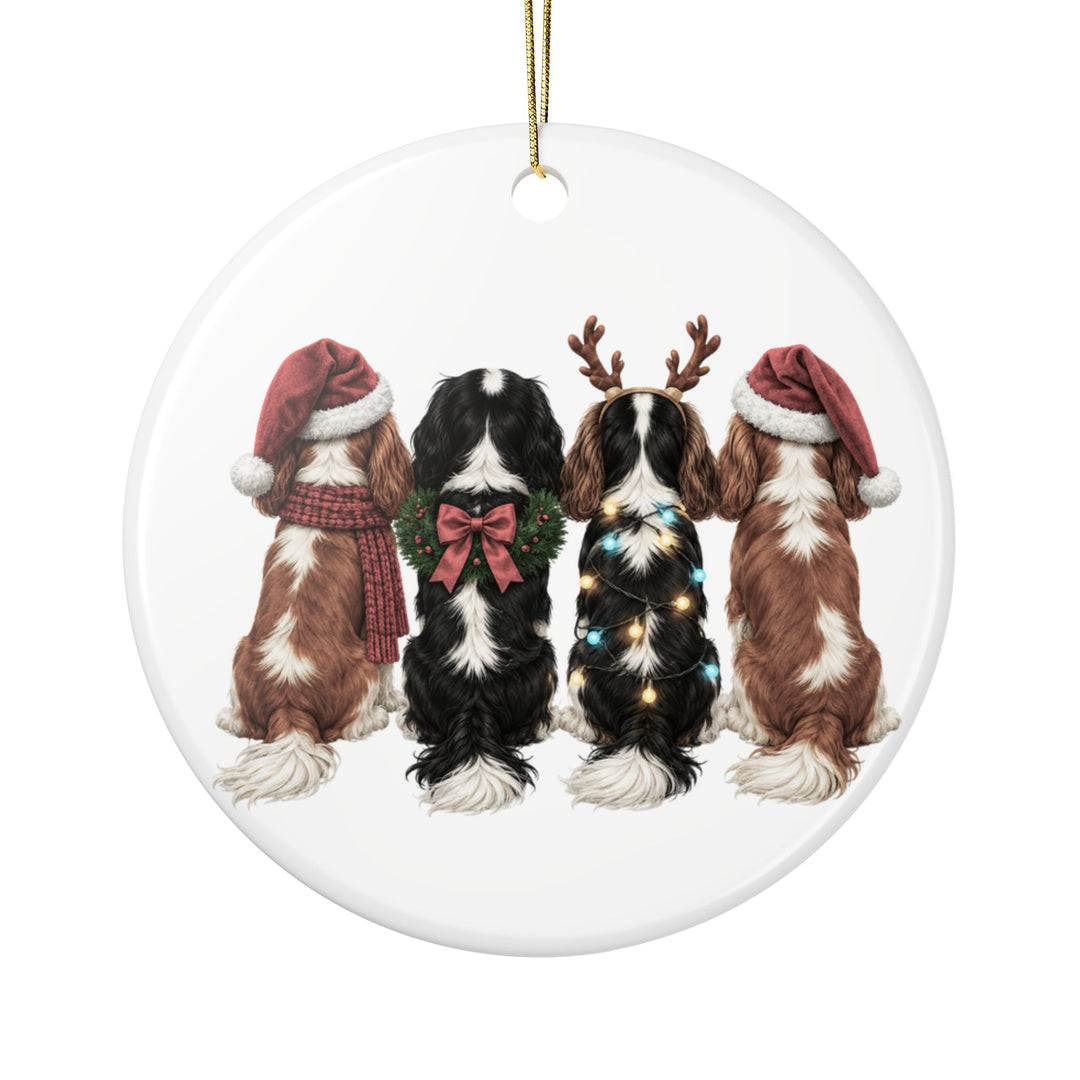 Cavalier King Charles Christmas Ornament | Dog Mom Ornament | Cavalier Christmas Decor | Merry Paws Collection™Holiday Dog Ceramic Ornament (Two-Sided)