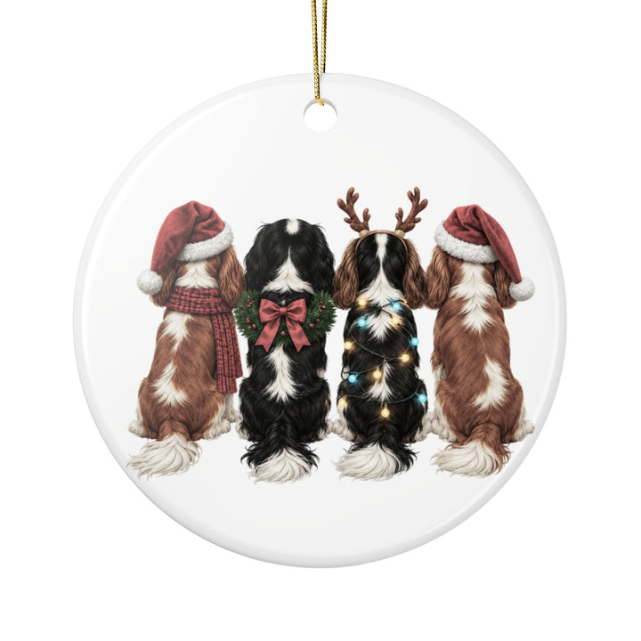 Cavalier King Charles Christmas Ornament | Dog Mom Ornament | Cavalier Christmas Decor | Merry Paws Collection™Holiday Dog Ceramic Ornament (Two-Sided)