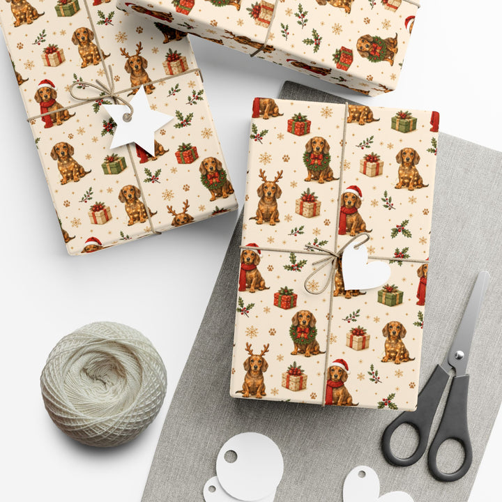 Dachshund Christmas Gift Wrap | Wiener Dog Wrapping Paper | Doxie Holiday Gift Wrap | Dachshund Mom Christmas Gift