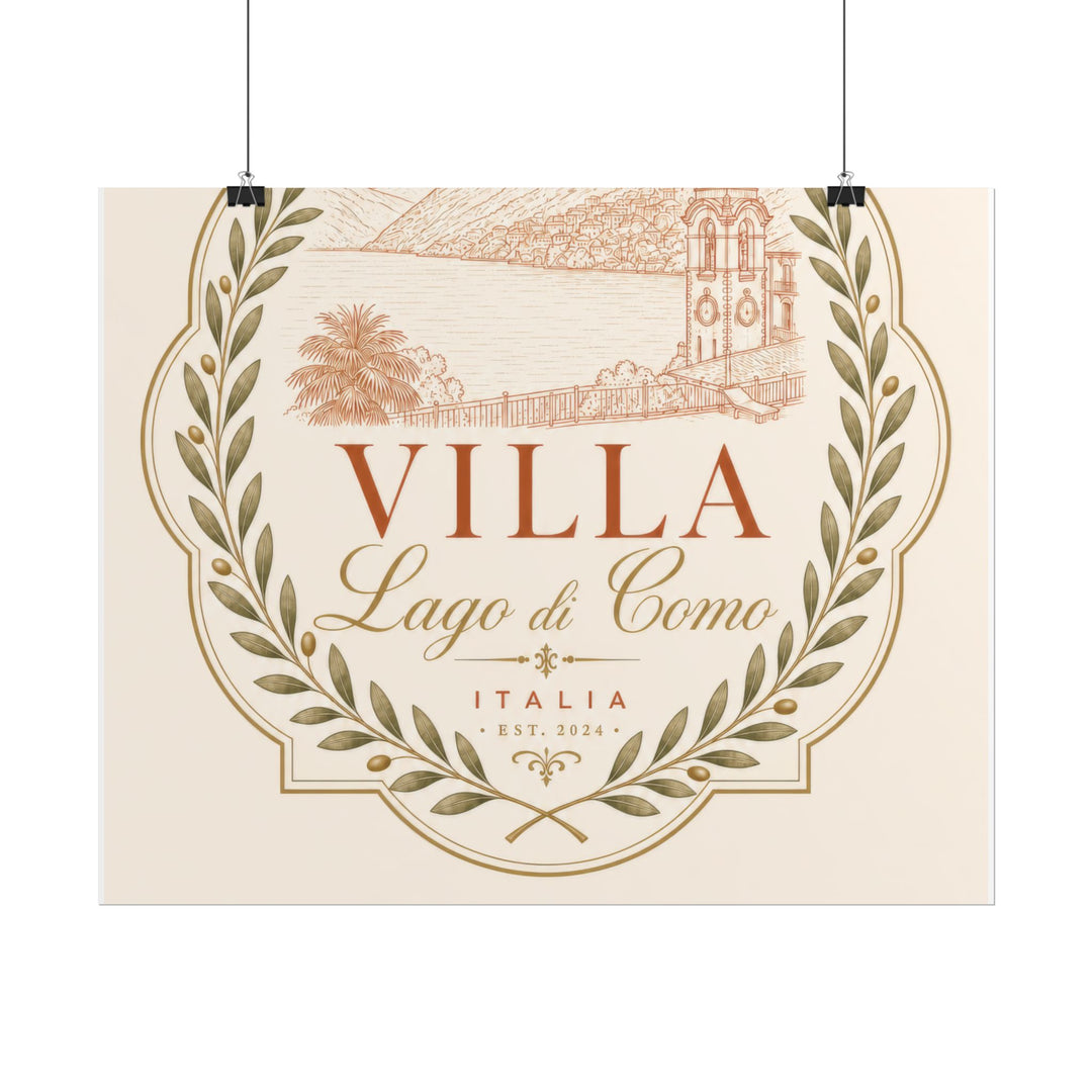 Villa Lago di Como Benvenuti Rolled Poster Vintage Italian Travel Art Print