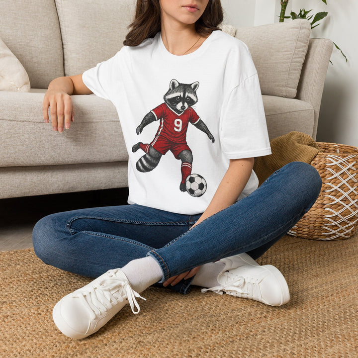 Raccoon Soccer Player T‑Shirt Cute Animal Jersey with Number 9 Unisex